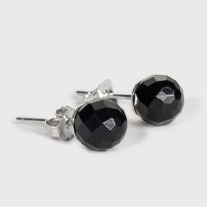 🆕Grimfrost around Cut Black Onyx Stud Earrings